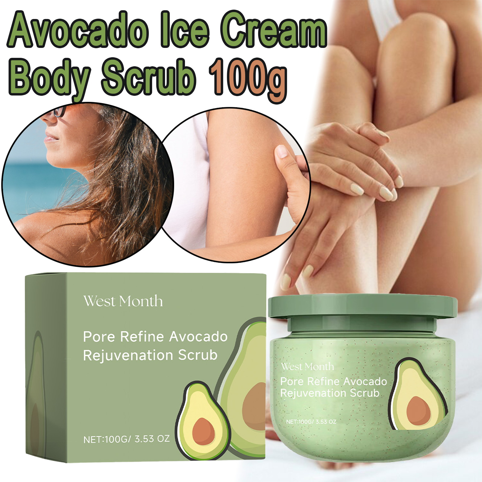 Luxury Glow Skincare - Avocado Ice Cream Body Scrub 100g